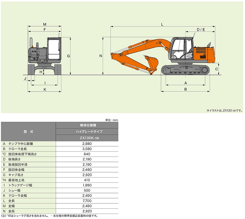 油圧ショベル 0 45クラス Zx130k 5b パット配管 解体仕様 取扱商品 奥村機械 建設機械のレンタル 販売 建設機械の総合レンタル