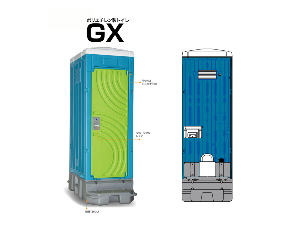 信用 日野興業 仮設トイレ GX-WCP 簡易水洗式 樹脂製 洋式便器